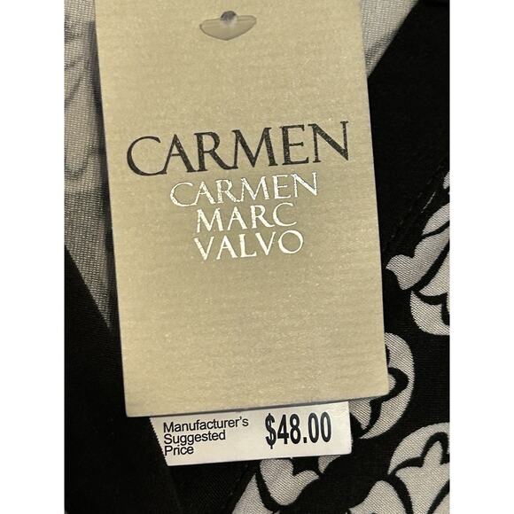 Carmen Marc Valvo Top Women's Small Black White Zipper Detail Sleeveless NEW - Picture 5 of 7